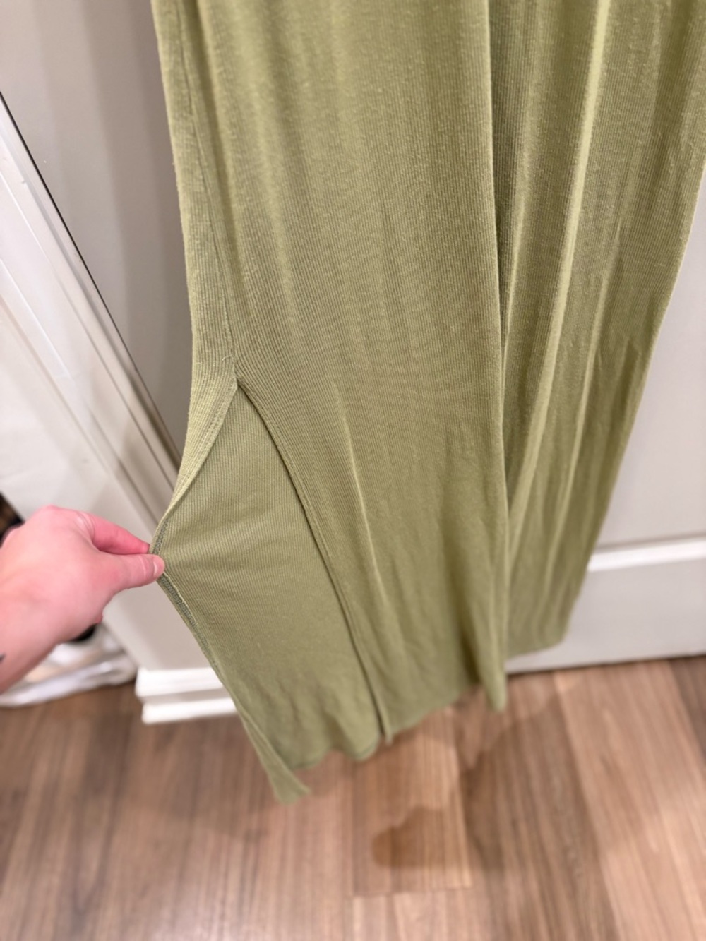 SOZY Double Split Maxi Sleeveless Knit Dress Green Women’s S Ribbed Casual - Picture 7 of 12